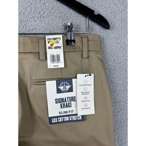 Dockers Signature Khaki Pants Mens 32x32 Slim Fit Lux Cotton Stretch Flex Waist